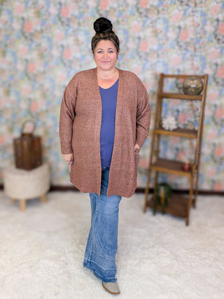 Jules Cozy Cardigan in Heathered Chestnut Brown