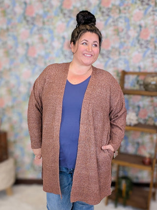 Jules Cozy Cardigan in Heathered Chestnut Brown