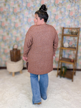 Jules Cozy Cardigan in Heathered Chestnut Brown