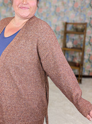 Jules Cozy Cardigan in Heathered Chestnut Brown