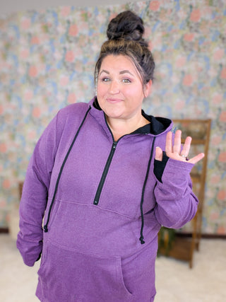 PHC Triple Stretch Halfzip Hoodie in Solid Plum Purple
