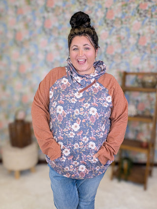 PHC Triple Stretch Zipcowl in Blushwood Navy + Terracotta