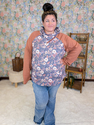 PHC Triple Stretch Zipcowl in Blushwood Navy + Terracotta