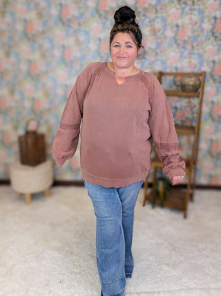 Addison Vintage Wash Pullover w/Lace Accents (5 Colors)