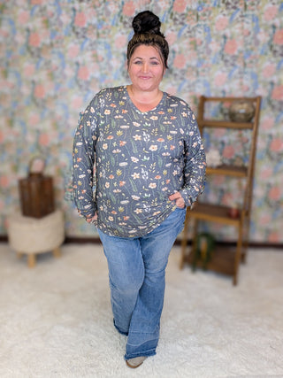 Larissa Premium Long Sleeve Vneck in Florals