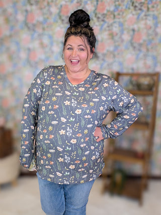 Larissa Premium Long Sleeve Vneck in Florals