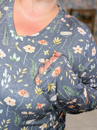 Larissa Premium Long Sleeve Vneck in Florals