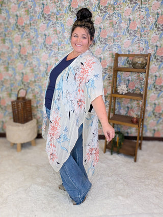 Virginia Botanical Kimono on Beige