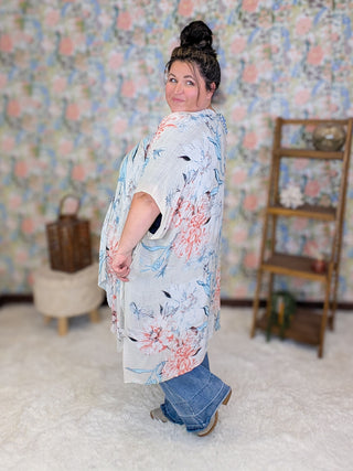 Virginia Botanical Kimono on Beige