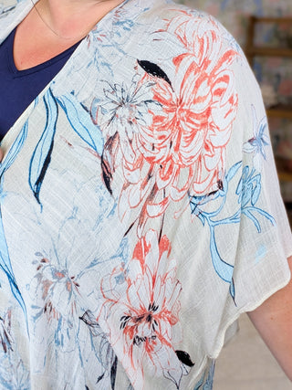 Virginia Botanical Kimono on Beige