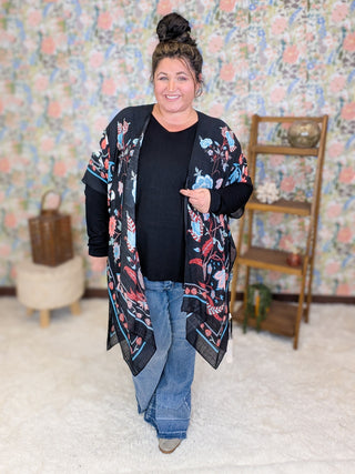 Cosette Floral + Paisley Kimono on Black