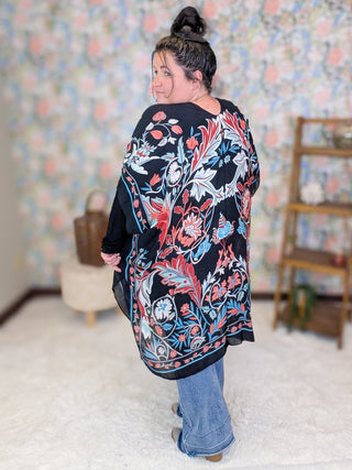 Cosette Floral + Paisley Kimono on Black