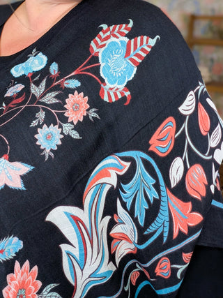 Cosette Floral + Paisley Kimono on Black