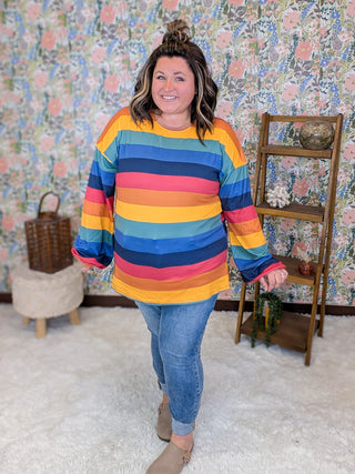 Casey Colorful Stripe Lightweight Pullover