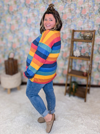 Casey Colorful Stripe Lightweight Pullover