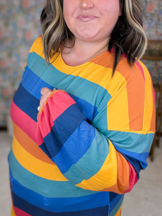 Casey Colorful Stripe Lightweight Pullover