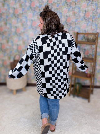 Ellis Longline Pocket Cardigan in Checkers