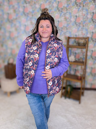 Remy Quilted Vest in Blushwood Navy