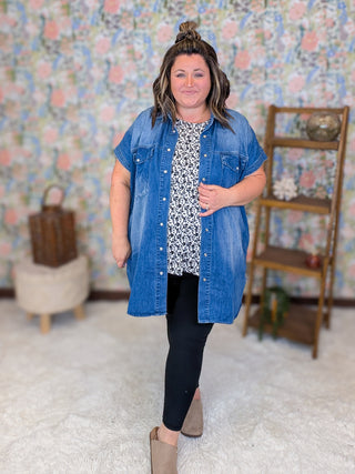 Angelique Denim Shirt Dress/Tunic w/Pockets