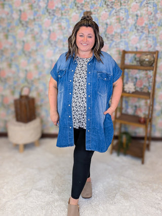 Angelique Denim Shirt Dress/Tunic w/Pockets