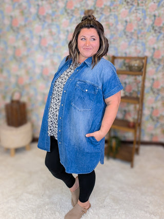 Angelique Denim Shirt Dress/Tunic w/Pockets