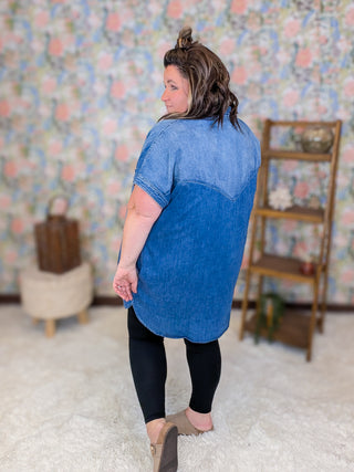 Angelique Denim Shirt Dress/Tunic w/Pockets