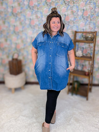 Angelique Denim Shirt Dress/Tunic w/Pockets