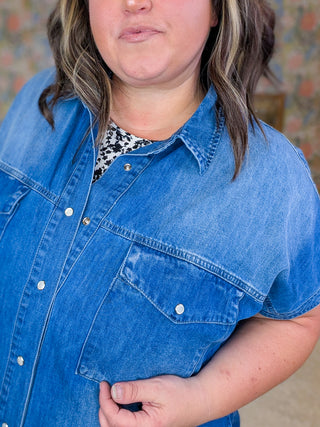 Angelique Denim Shirt Dress/Tunic w/Pockets