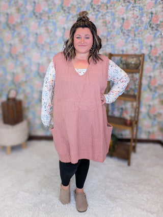 Ella Tunic Length Sweater Vest w/Pockets (2 Colors)