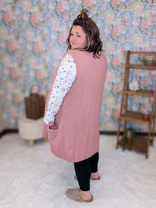 Ella Tunic Length Sweater Vest w/Pockets (2 Colors)