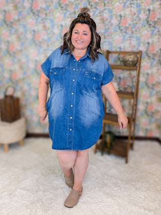 Angelique Denim Shirt Dress/Tunic w/Pockets