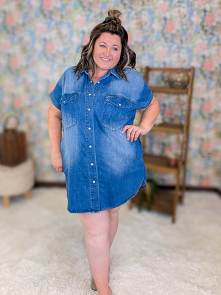 Angelique Denim Shirt Dress/Tunic w/Pockets