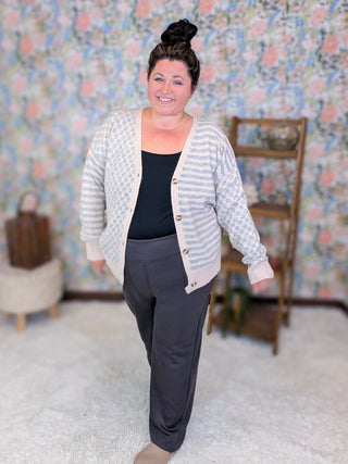 Chelsea Neutral Checker Sweater Cardigan