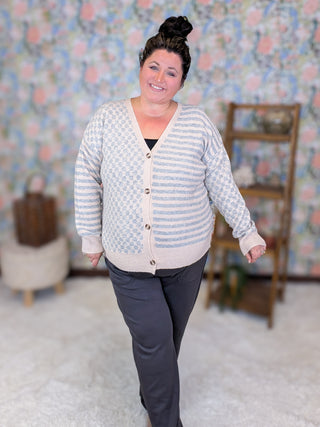 Chelsea Neutral Checker Sweater Cardigan