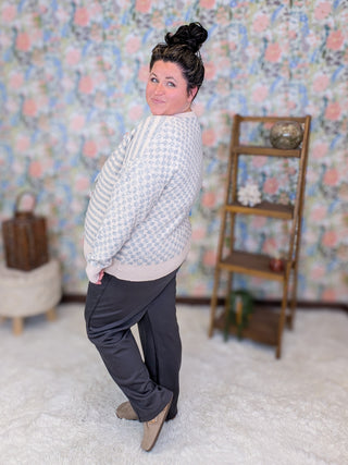 Chelsea Neutral Checker Sweater Cardigan