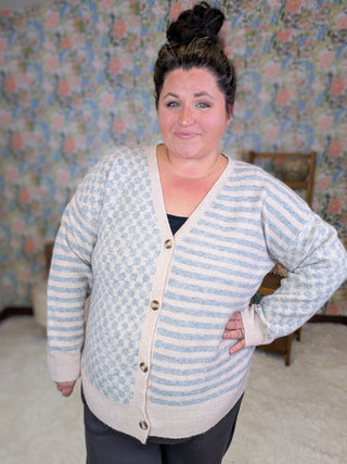 Chelsea Neutral Checker Sweater Cardigan