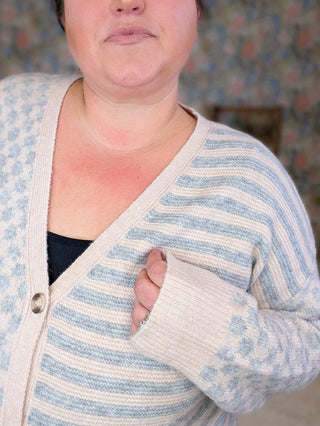 Chelsea Neutral Checker Sweater Cardigan