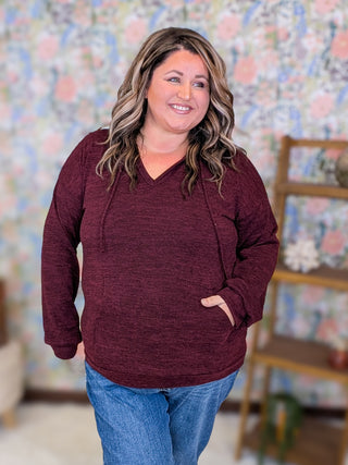 Jaclyn Cozy Vneck Hooded Pullover (2 Colors)