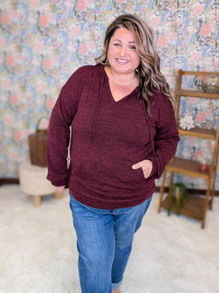 Jaclyn Cozy Vneck Hooded Pullover (2 Colors)