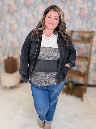 Aubrie Full Zip in Washed Black