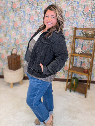 Aubrie Full Zip in Washed Black