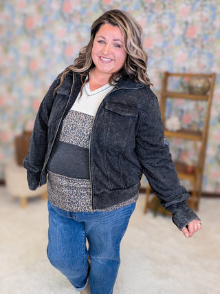 Aubrie Full Zip in Washed Black