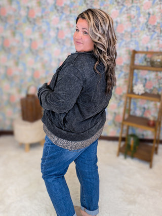Aubrie Full Zip in Washed Black