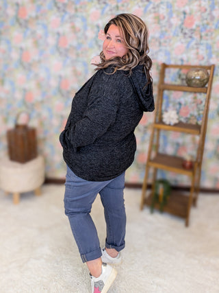 Jaclyn Cozy Vneck Hooded Pullover (2 Colors)