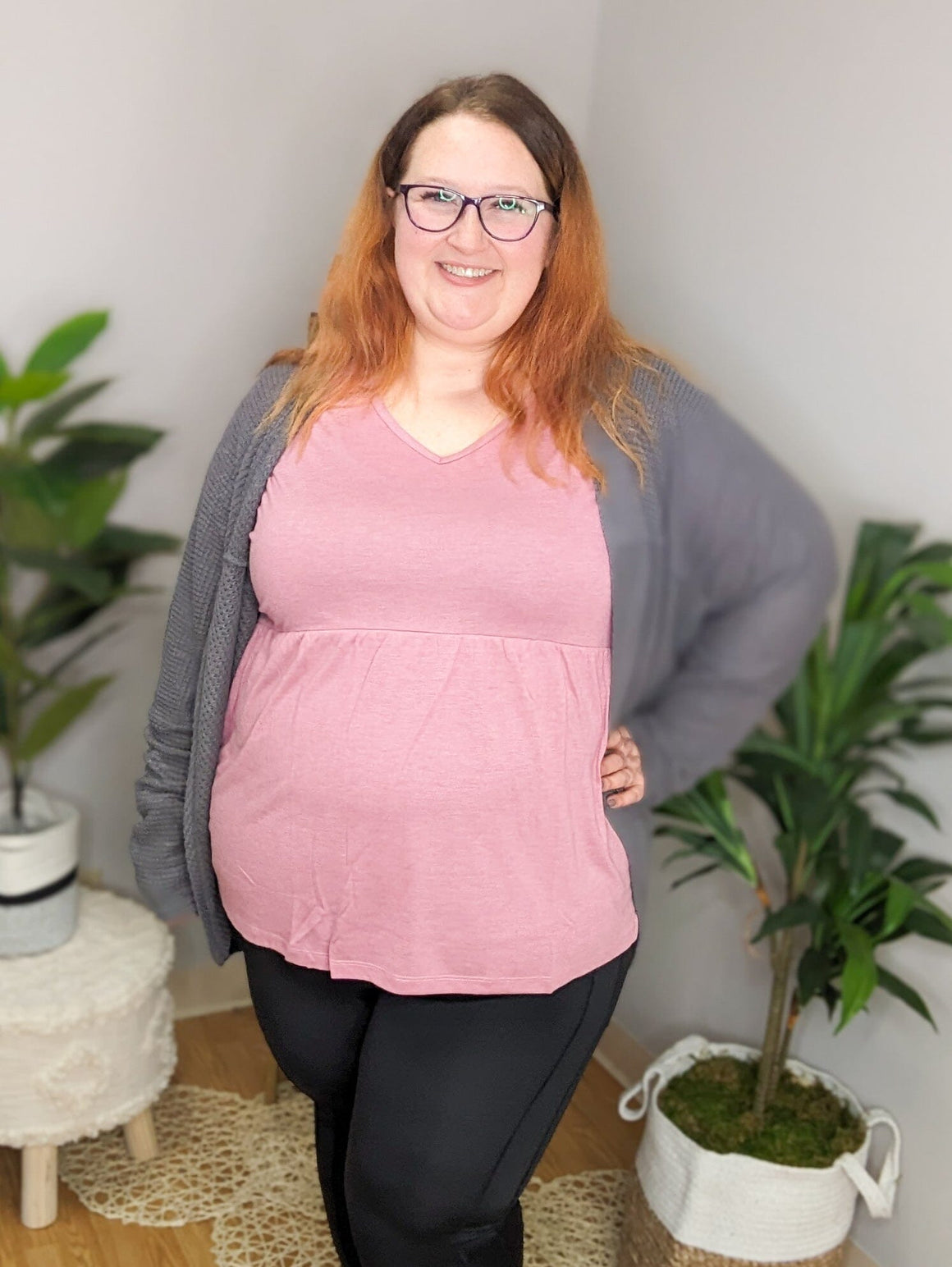 Flatter + Stretch Mini-Ruffle Tees (Heathered Solids) Tops Michelle Mae 