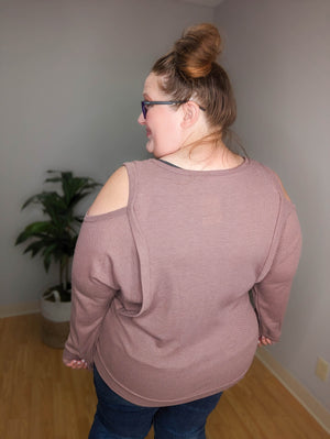 Breezy Babe Cold Shoulder Waffle Top