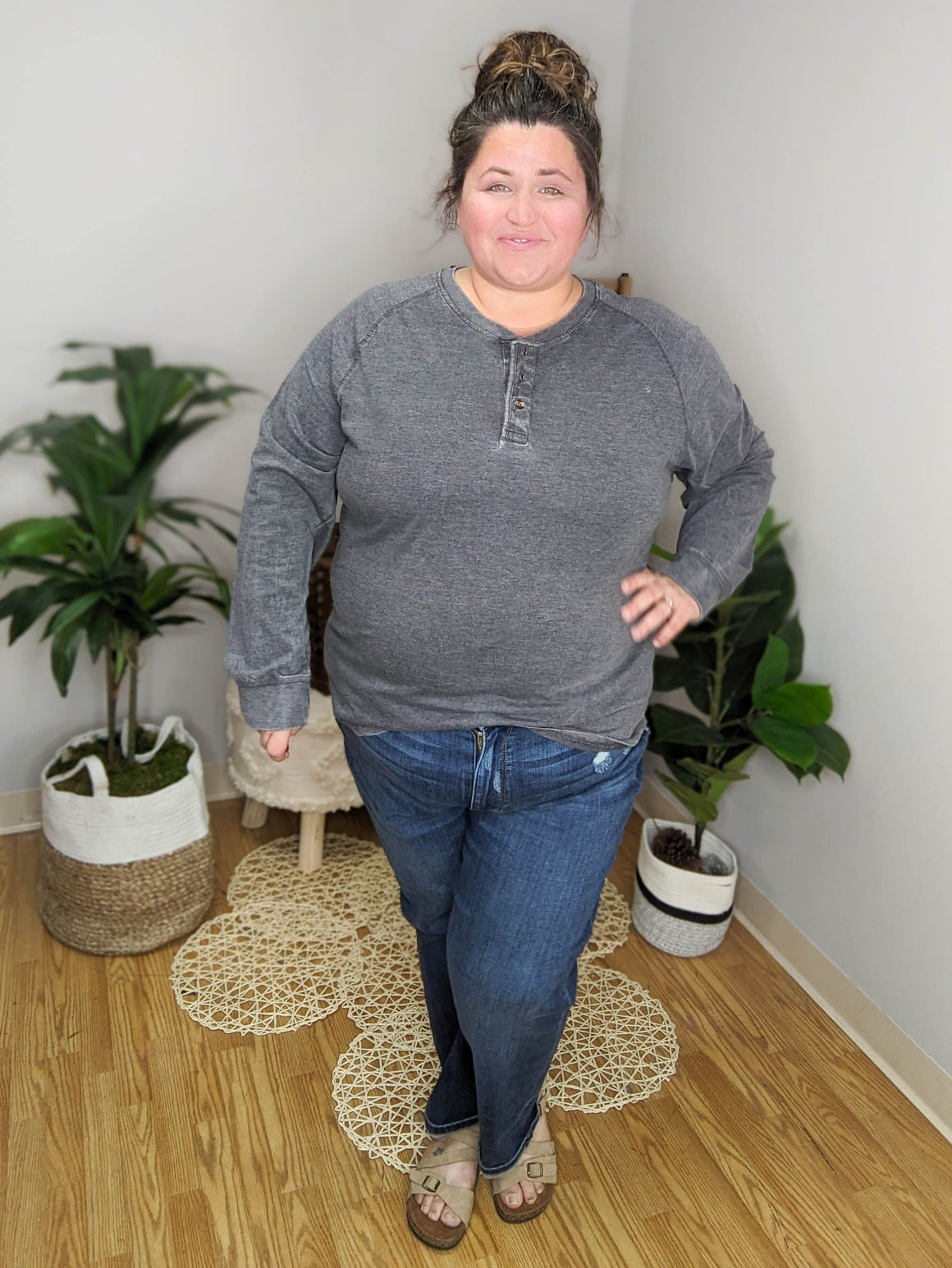 Something Nice To Say Henley Washed Top (3 colors) LONG SLEEVE TOPS SEW IN LOVE 