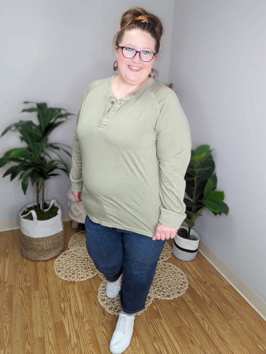 Something Nice To Say Henley Washed Top (3 colors) LONG SLEEVE TOPS SEW IN LOVE 