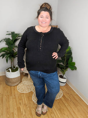 A Total Wash Up Faded Lace Henley LONG SLEEVE TOPS WHITE BIRCH 