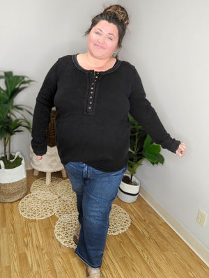 A Total Wash Up Faded Lace Henley LONG SLEEVE TOPS WHITE BIRCH 